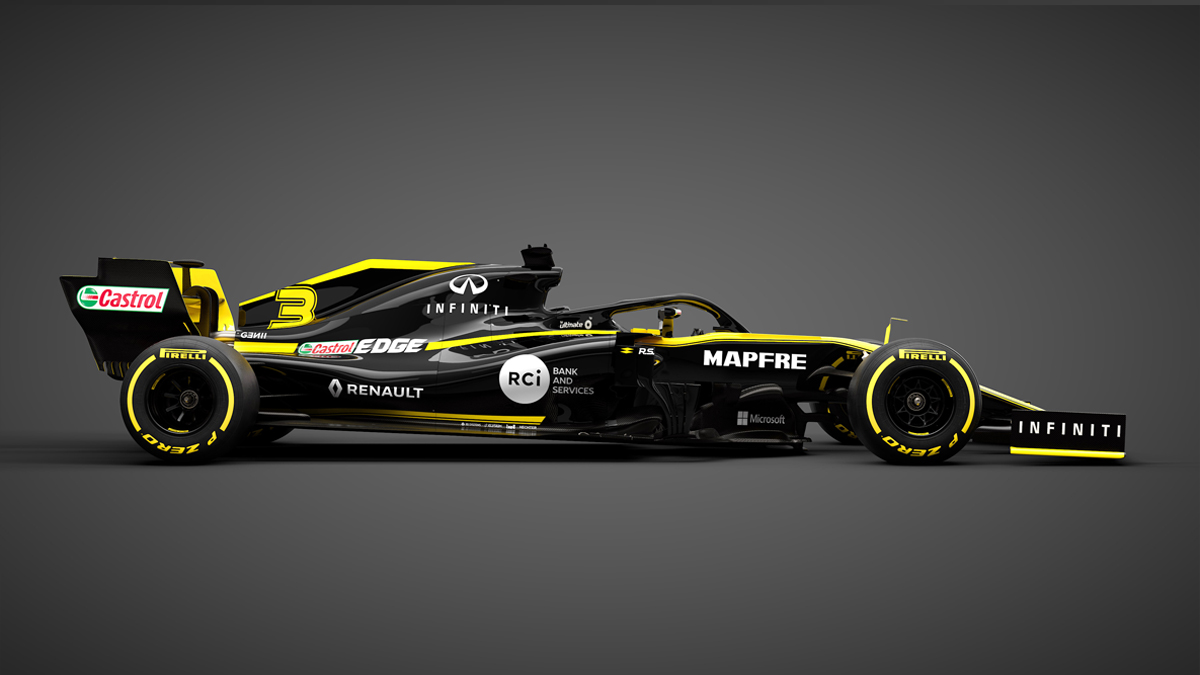 Renault Formula One Team - Renault Formula One and partner logos against black background
